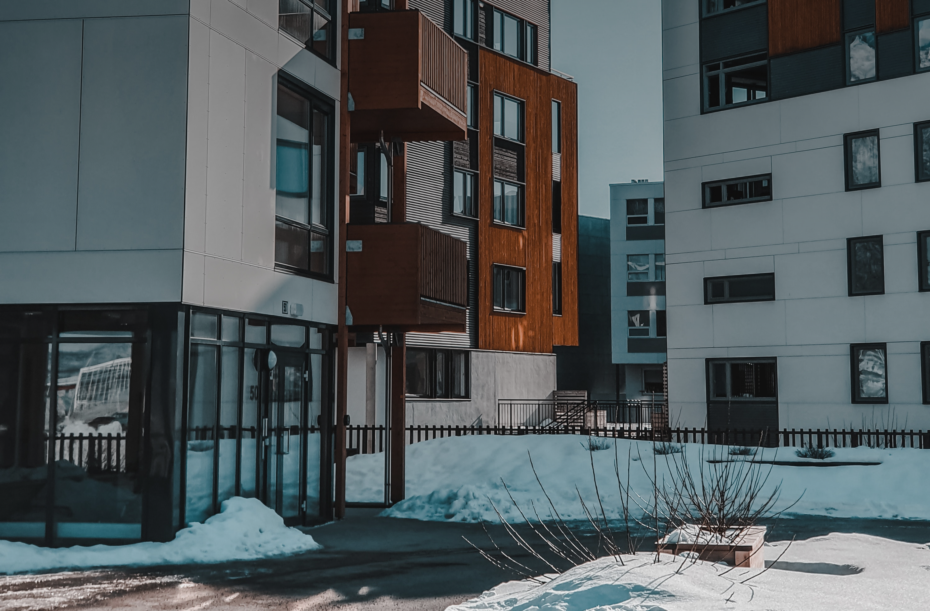 snowy apartments